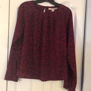 Navy and Pink Long Sleeved Top